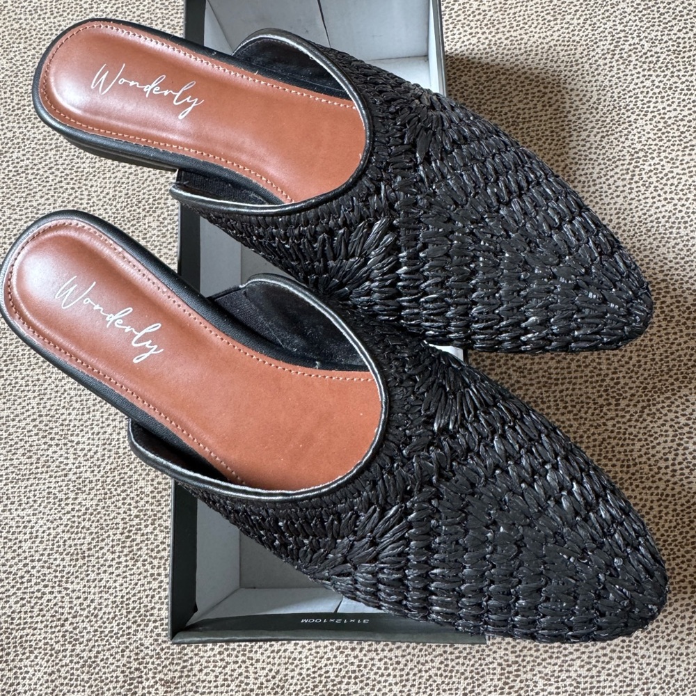 Black Woven Mules worn only once smoke free and pet free home